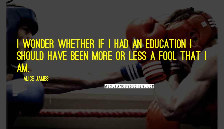 Alice James Quotes: I wonder whether if I had an education I should have been more or less a fool that I am.