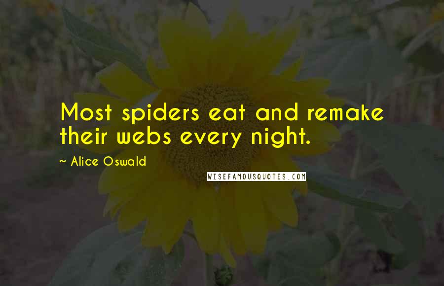 Alice Oswald Quotes: Most spiders eat and remake their webs every night.