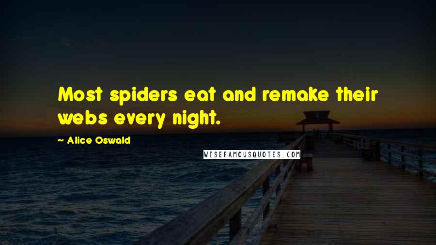 Alice Oswald Quotes: Most spiders eat and remake their webs every night.