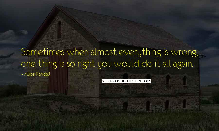 Alice Randall Quotes: Sometimes when almost everything is wrong, one thing is so right you would do it all again.