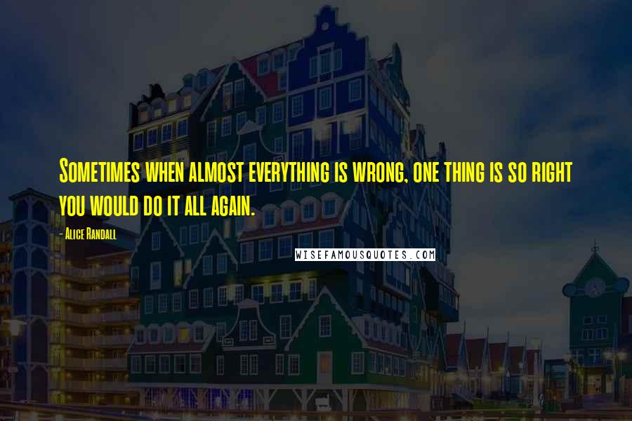 Alice Randall Quotes: Sometimes when almost everything is wrong, one thing is so right you would do it all again.