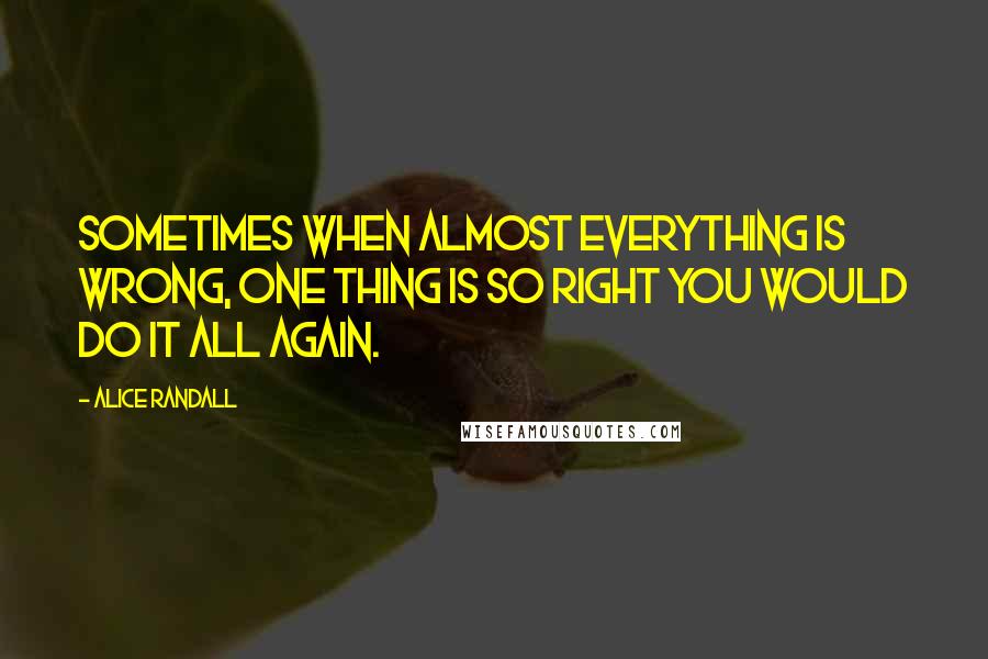 Alice Randall Quotes: Sometimes when almost everything is wrong, one thing is so right you would do it all again.