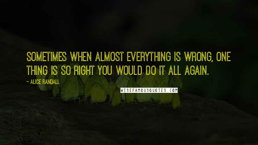 Alice Randall Quotes: Sometimes when almost everything is wrong, one thing is so right you would do it all again.