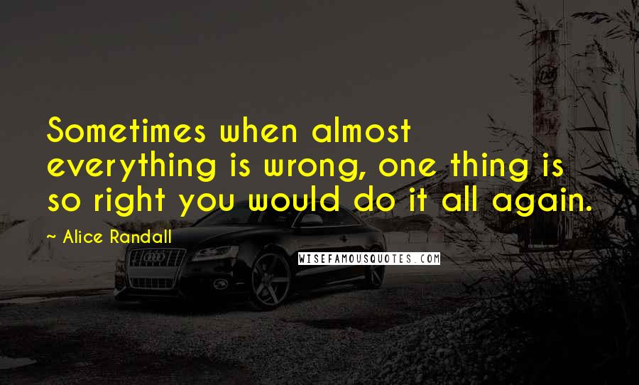 Alice Randall Quotes: Sometimes when almost everything is wrong, one thing is so right you would do it all again.