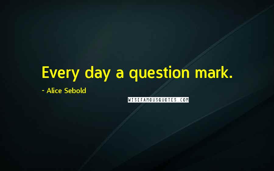 Alice Sebold Quotes: Every day a question mark.