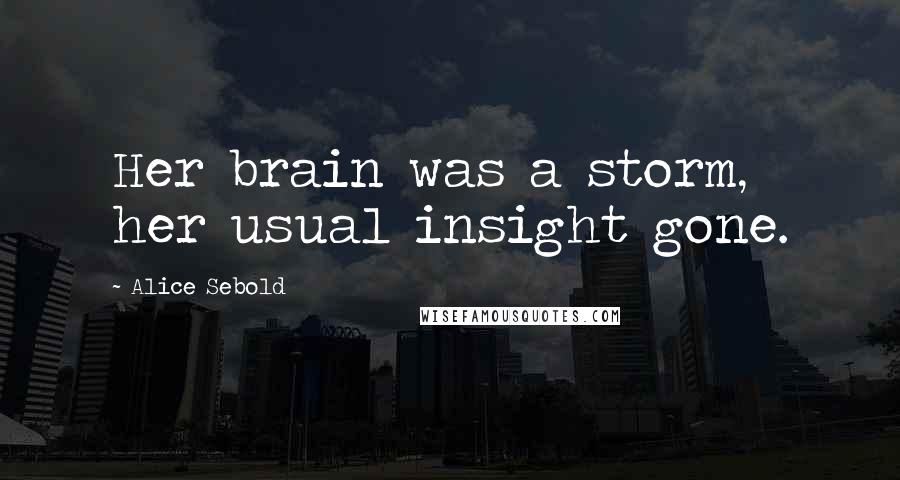 Alice Sebold Quotes: Her brain was a storm, her usual insight gone.