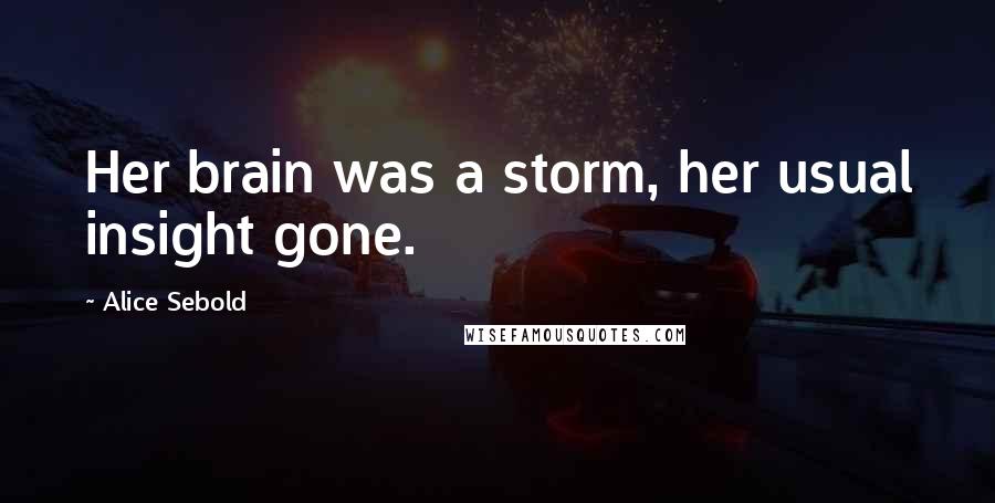 Alice Sebold Quotes: Her brain was a storm, her usual insight gone.