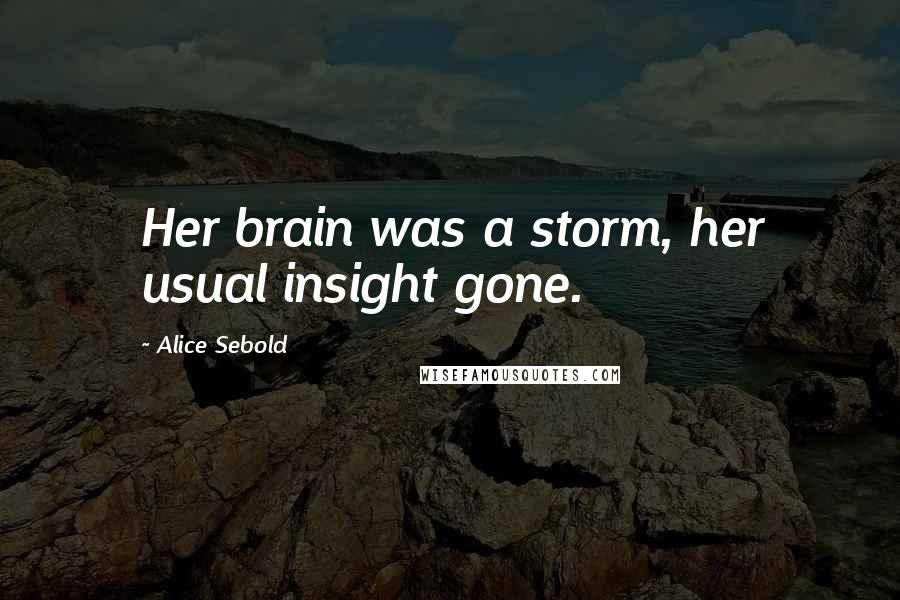 Alice Sebold Quotes: Her brain was a storm, her usual insight gone.