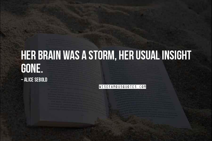 Alice Sebold Quotes: Her brain was a storm, her usual insight gone.