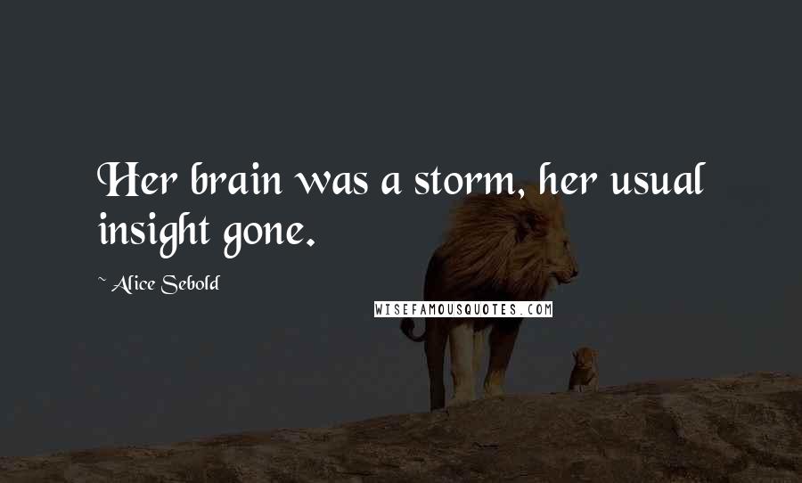 Alice Sebold Quotes: Her brain was a storm, her usual insight gone.