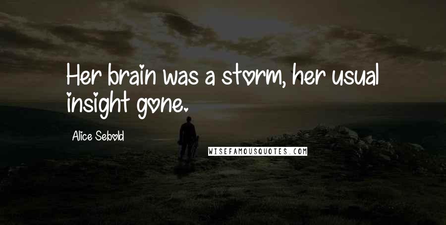 Alice Sebold Quotes: Her brain was a storm, her usual insight gone.