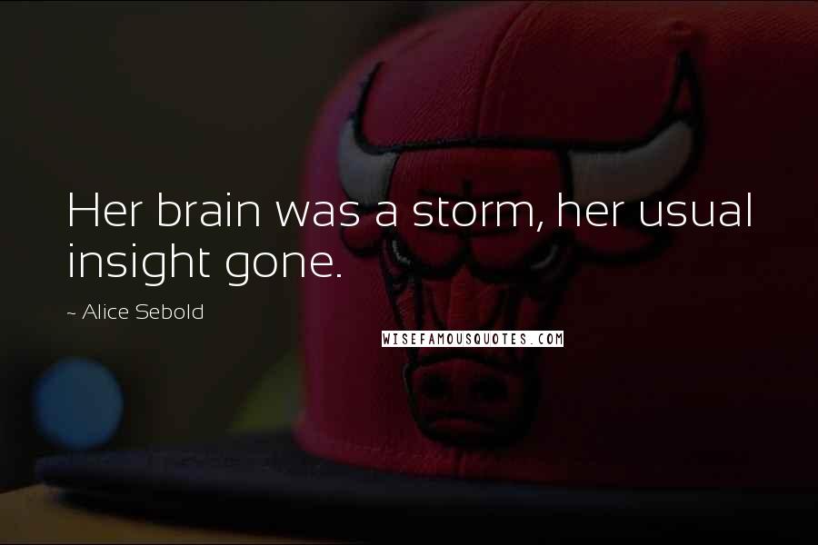 Alice Sebold Quotes: Her brain was a storm, her usual insight gone.