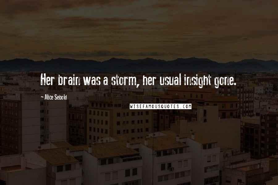 Alice Sebold Quotes: Her brain was a storm, her usual insight gone.