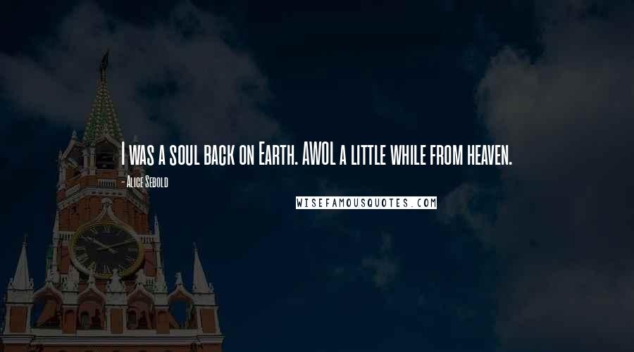 Alice Sebold Quotes: I was a soul back on Earth. AWOL a little while from heaven.