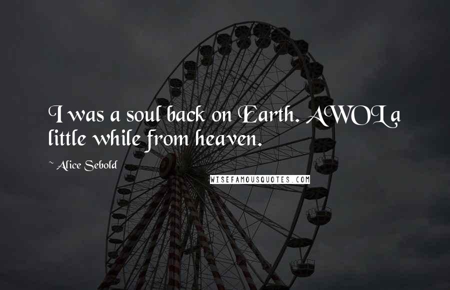 Alice Sebold Quotes: I was a soul back on Earth. AWOL a little while from heaven.