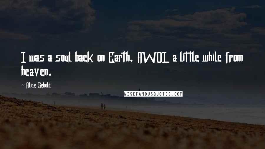 Alice Sebold Quotes: I was a soul back on Earth. AWOL a little while from heaven.