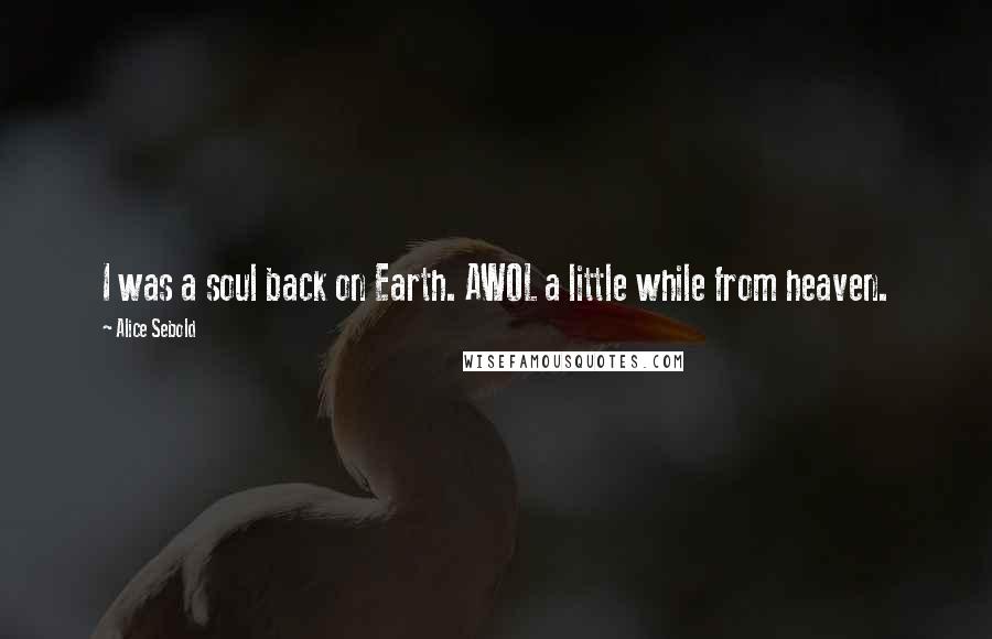 Alice Sebold Quotes: I was a soul back on Earth. AWOL a little while from heaven.