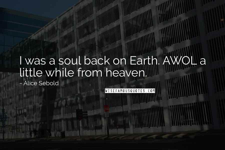 Alice Sebold Quotes: I was a soul back on Earth. AWOL a little while from heaven.