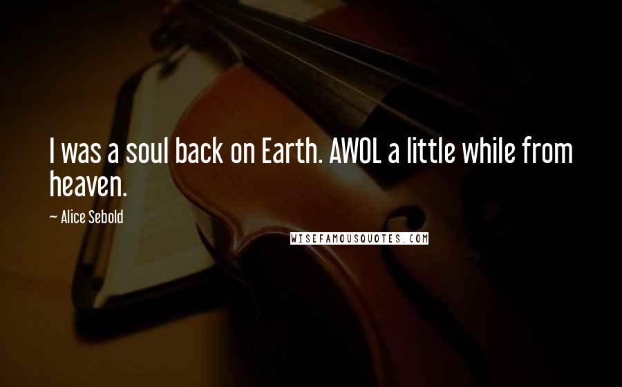 Alice Sebold Quotes: I was a soul back on Earth. AWOL a little while from heaven.