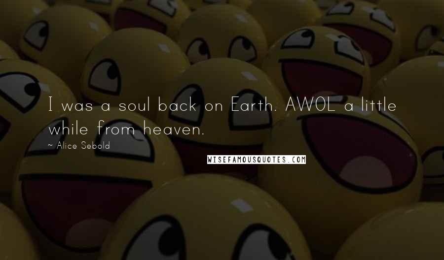 Alice Sebold Quotes: I was a soul back on Earth. AWOL a little while from heaven.