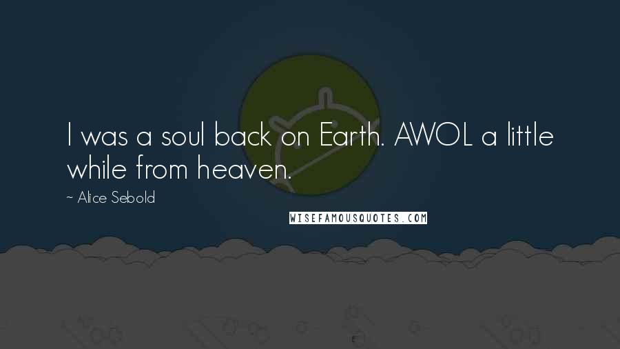 Alice Sebold Quotes: I was a soul back on Earth. AWOL a little while from heaven.