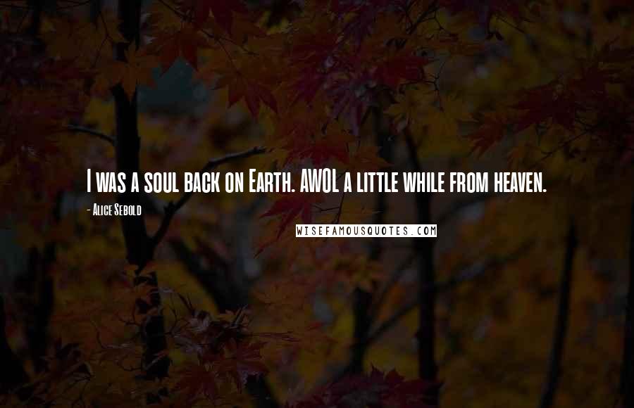 Alice Sebold Quotes: I was a soul back on Earth. AWOL a little while from heaven.