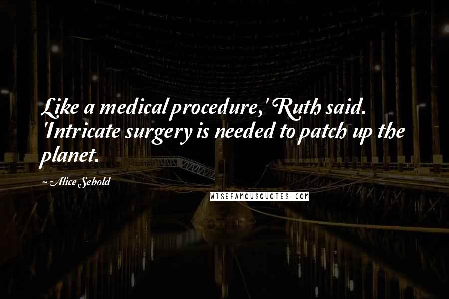 Alice Sebold Quotes: Like a medical procedure,' Ruth said. 'Intricate surgery is needed to patch up the planet.