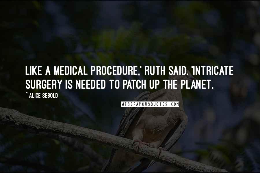 Alice Sebold Quotes: Like a medical procedure,' Ruth said. 'Intricate surgery is needed to patch up the planet.