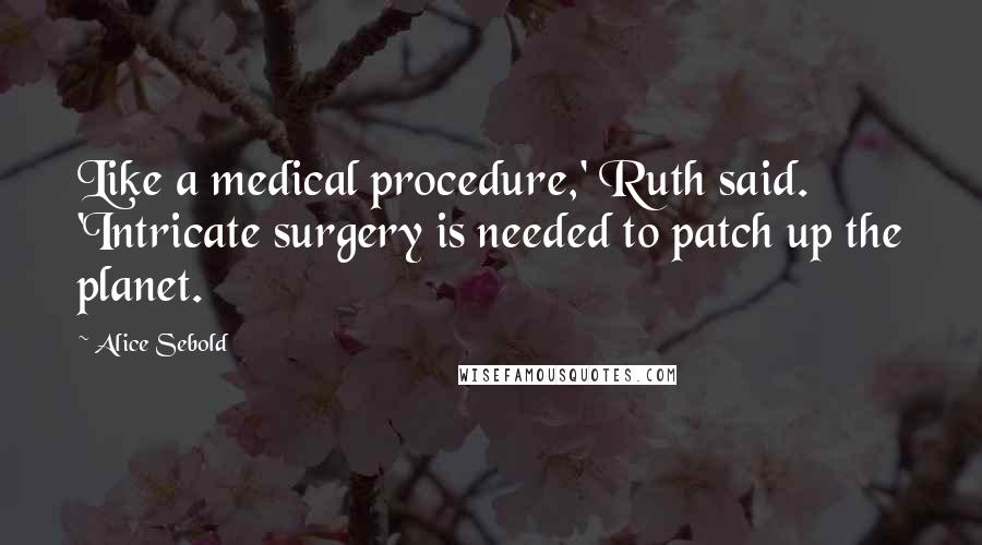 Alice Sebold Quotes: Like a medical procedure,' Ruth said. 'Intricate surgery is needed to patch up the planet.