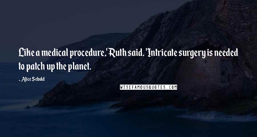 Alice Sebold Quotes: Like a medical procedure,' Ruth said. 'Intricate surgery is needed to patch up the planet.