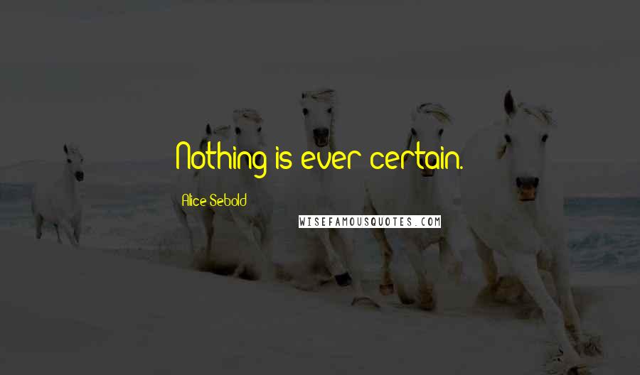 Alice Sebold Quotes: Nothing is ever certain.