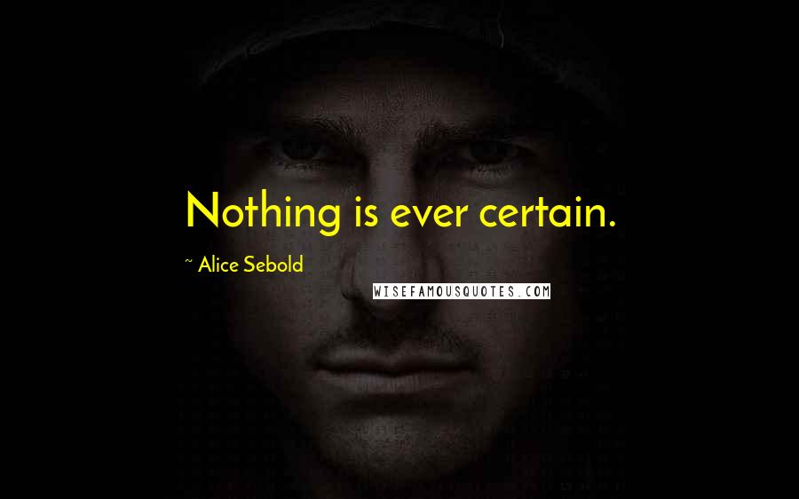 Alice Sebold Quotes: Nothing is ever certain.