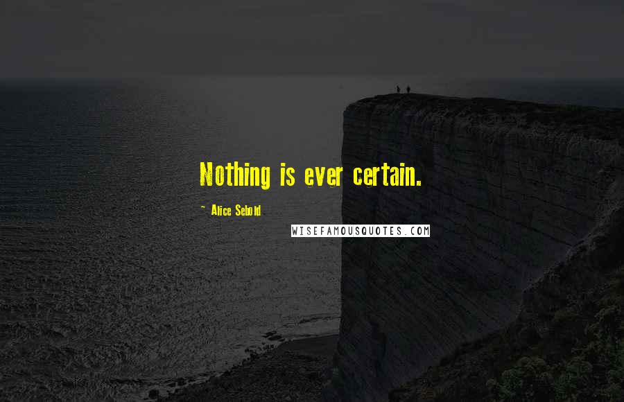 Alice Sebold Quotes: Nothing is ever certain.