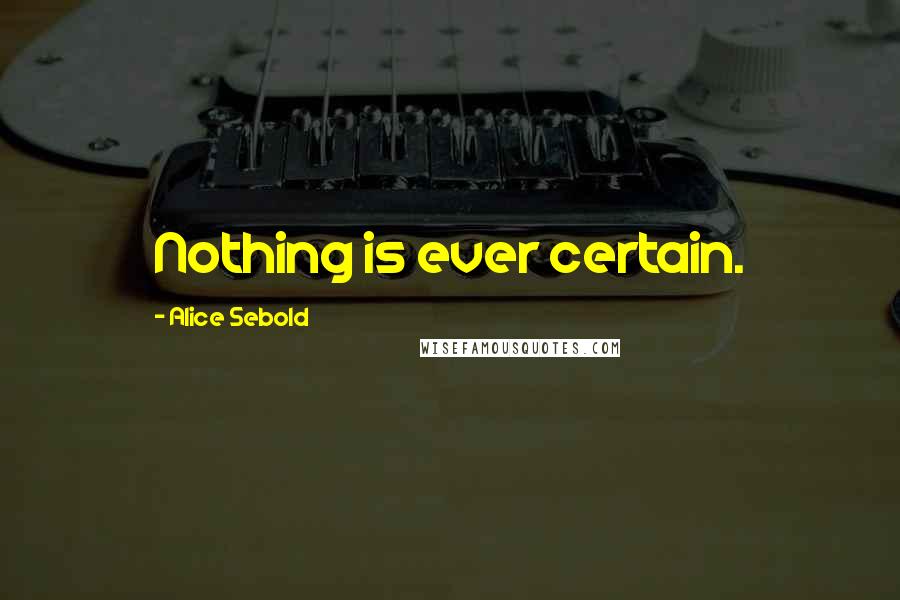 Alice Sebold Quotes: Nothing is ever certain.