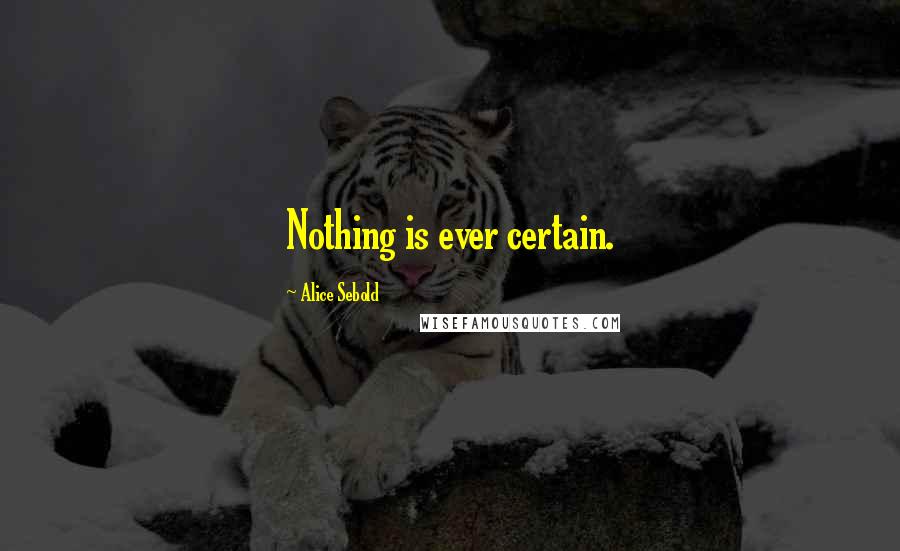 Alice Sebold Quotes: Nothing is ever certain.