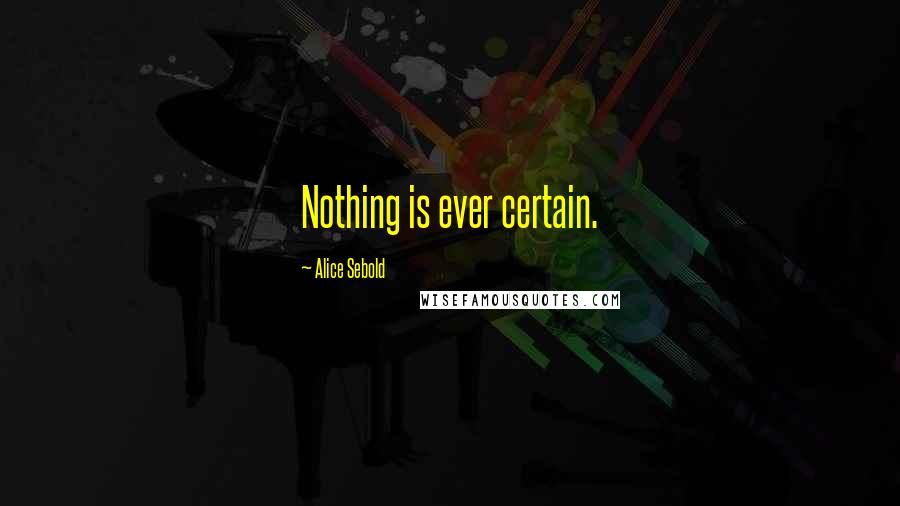 Alice Sebold Quotes: Nothing is ever certain.