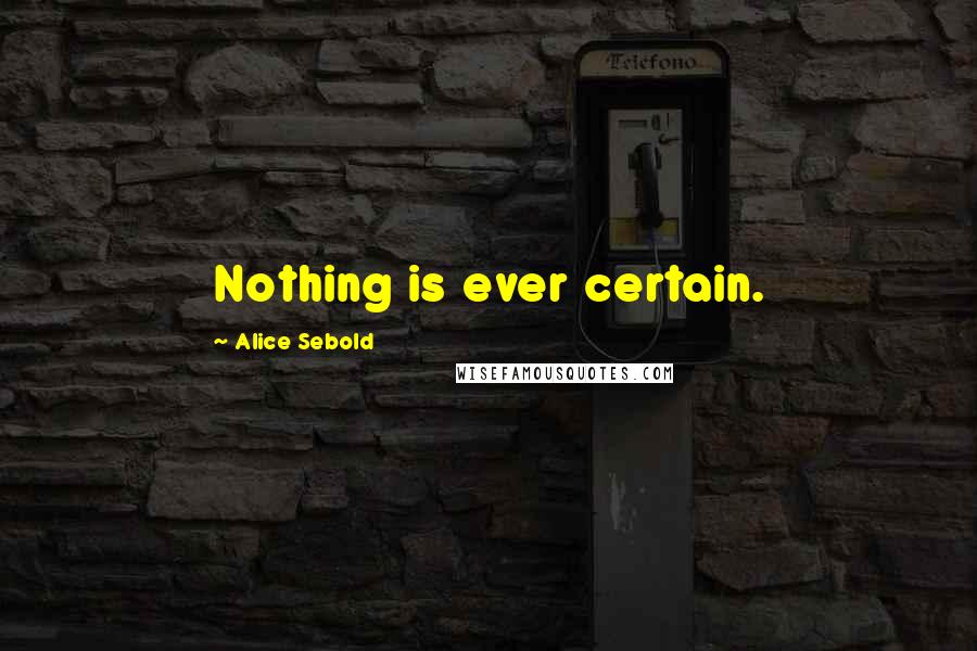 Alice Sebold Quotes: Nothing is ever certain.