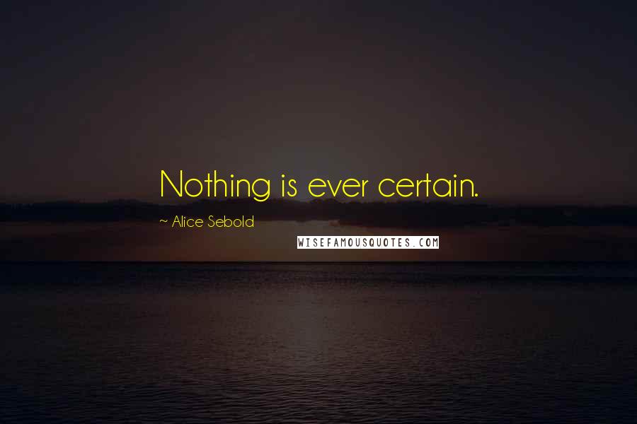 Alice Sebold Quotes: Nothing is ever certain.