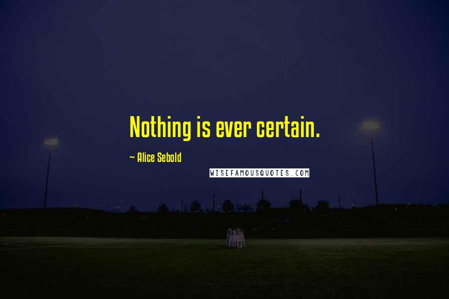 Alice Sebold Quotes: Nothing is ever certain.