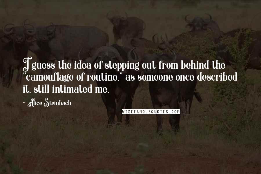 Alice Steinbach Quotes: I guess the idea of stepping out from behind the "camouflage of routine," as someone once described it, still intimated me.