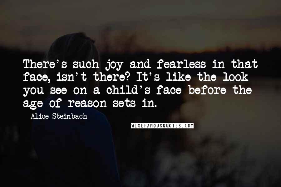 Alice Steinbach Quotes: There's such joy and fearless in that face, isn't there? It's like the look you see on a child's face before the age of reason sets in.
