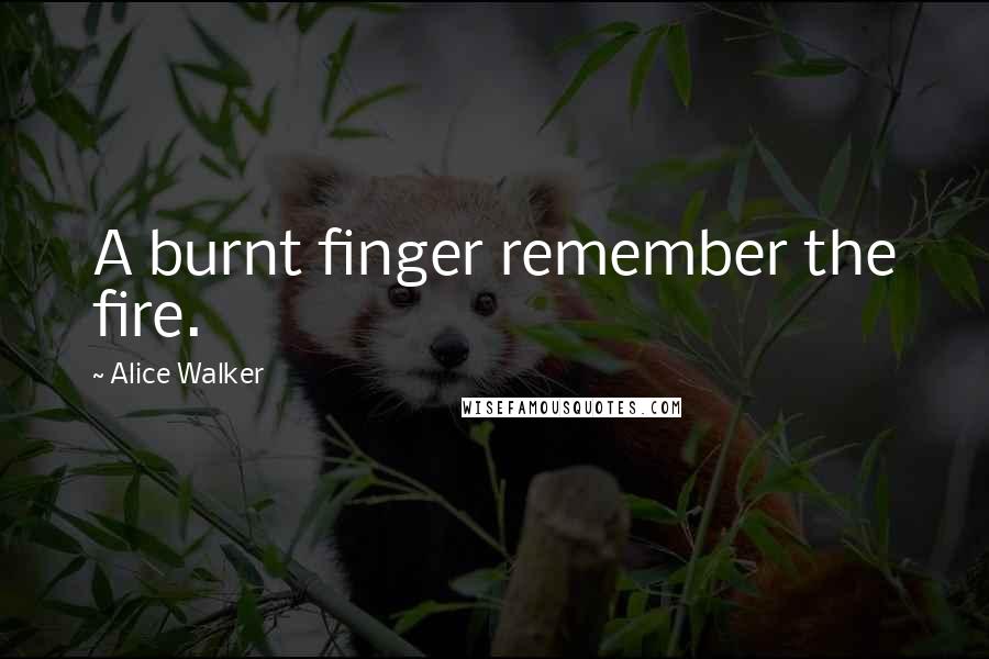 Alice Walker Quotes: A burnt finger remember the fire.