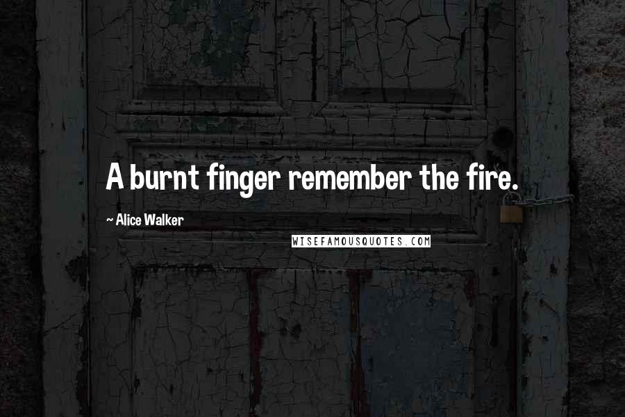 Alice Walker Quotes: A burnt finger remember the fire.