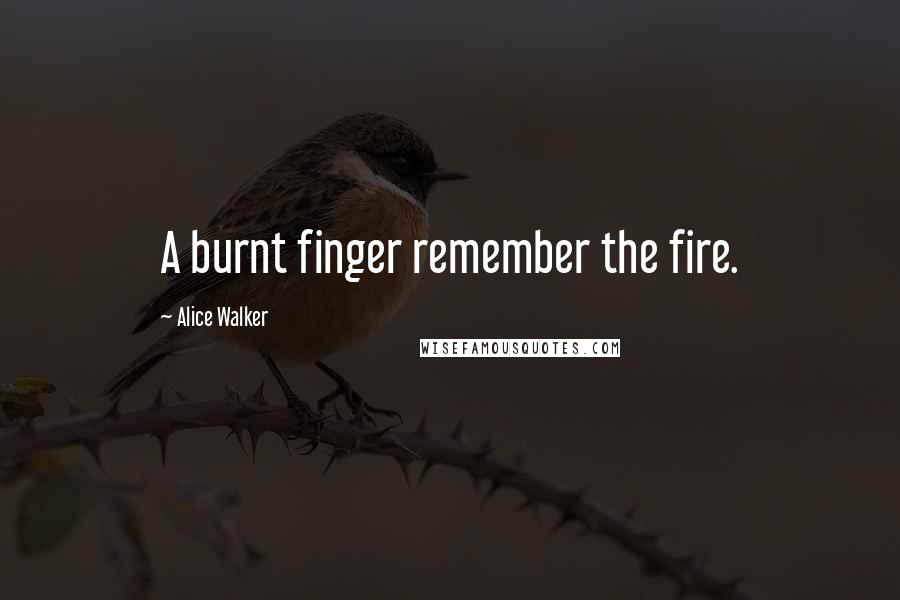 Alice Walker Quotes: A burnt finger remember the fire.