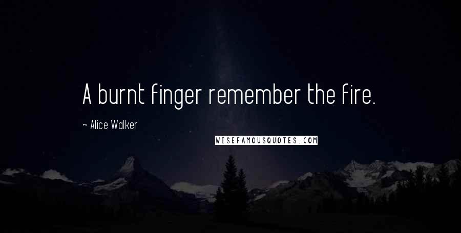 Alice Walker Quotes: A burnt finger remember the fire.