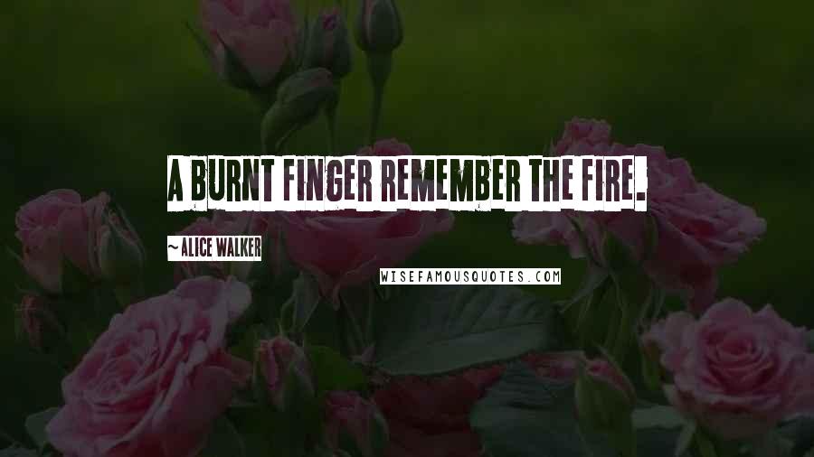 Alice Walker Quotes: A burnt finger remember the fire.