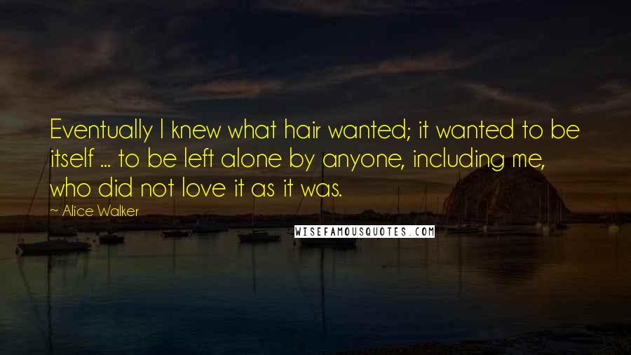 Alice Walker Quotes: Eventually I knew what hair wanted; it wanted to be itself ... to be left alone by anyone, including me, who did not love it as it was.