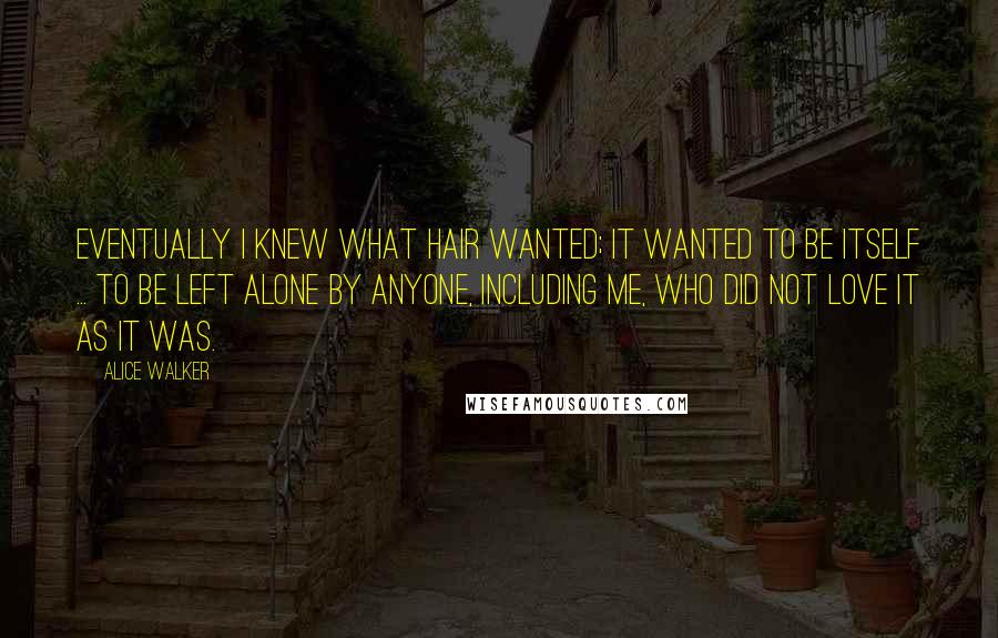 Alice Walker Quotes: Eventually I knew what hair wanted; it wanted to be itself ... to be left alone by anyone, including me, who did not love it as it was.