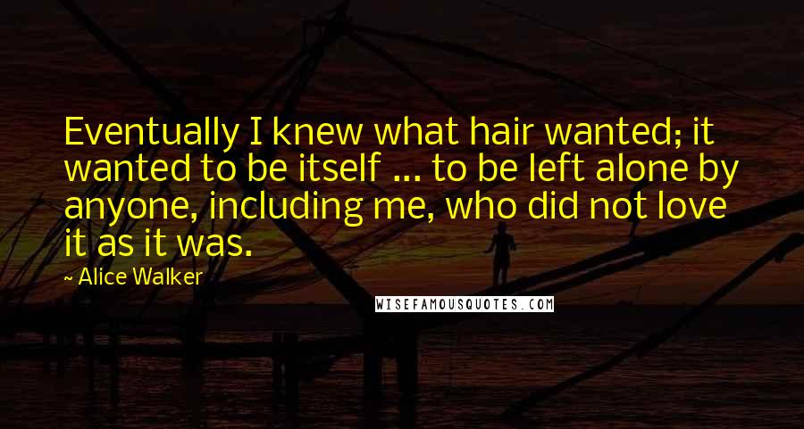 Alice Walker Quotes: Eventually I knew what hair wanted; it wanted to be itself ... to be left alone by anyone, including me, who did not love it as it was.