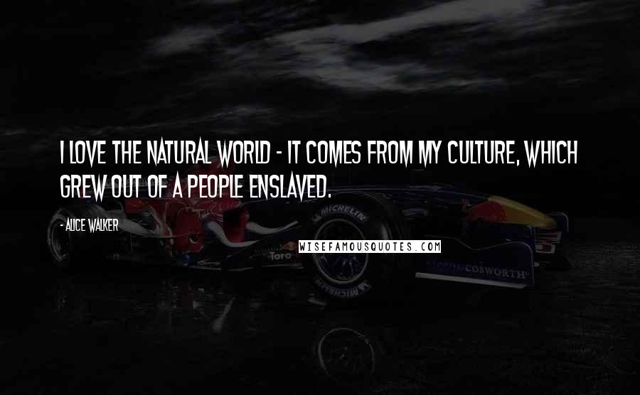 Alice Walker Quotes: I love the natural world - it comes from my culture, which grew out of a people enslaved.
